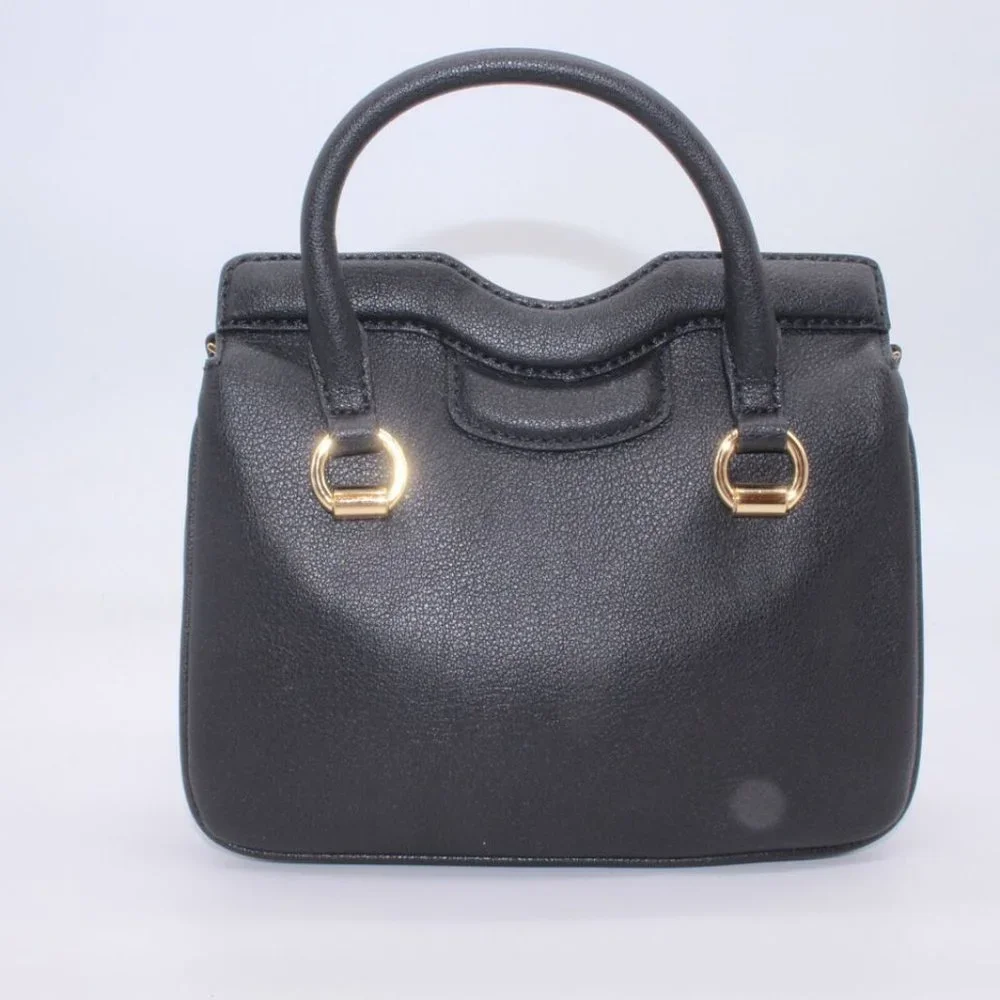 Michael Kors SATCHEL Shoulder Bag Purse Logo Black Leather Gold New No Strap
